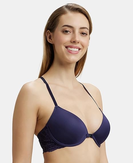 Jockey 1815 Women’s Underwired Padded Microfiber T-Shirt Bra – Full Coverage with Lace Back & Adjustable Straps